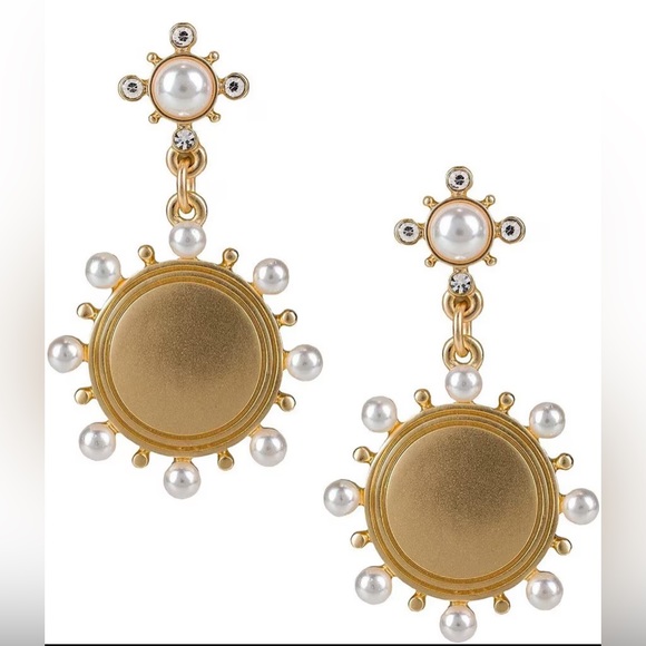 Patricia Pearl Disc Drop Earrings - Picture 1 of 3